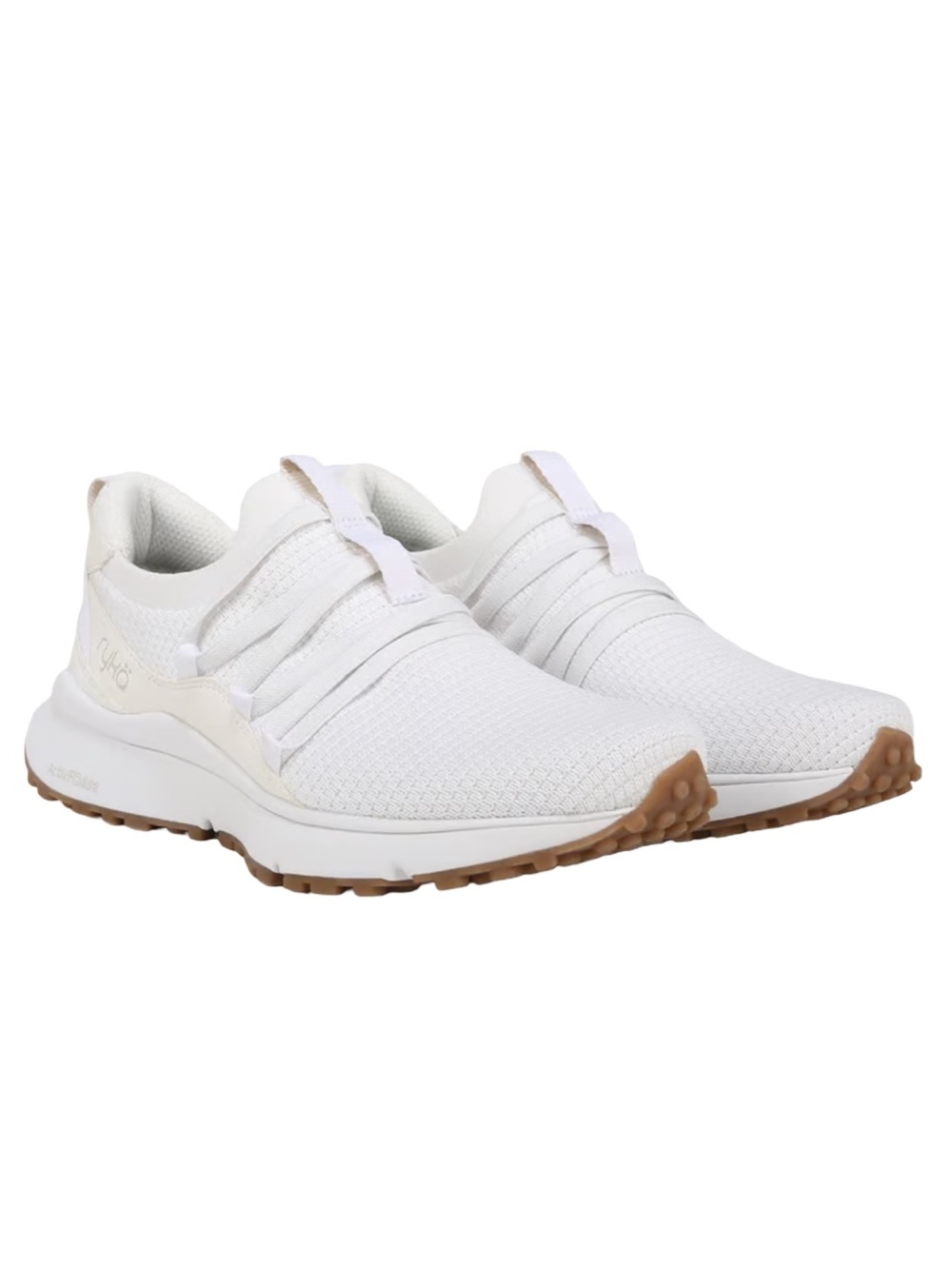 New Women’s  Ryka White Jumpstart Lace Knit Slip-On Sneakers with Gum Outsole 11